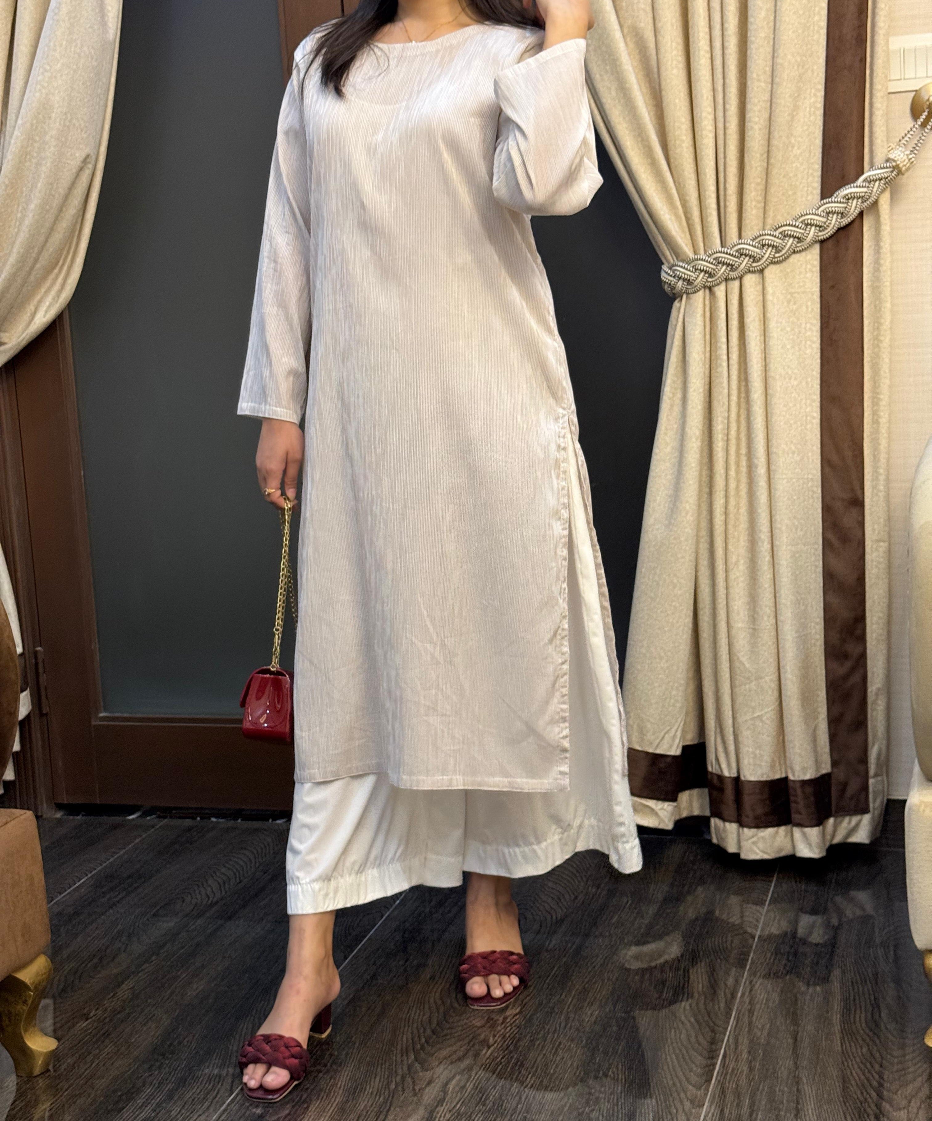 Off White Crinkle Dress